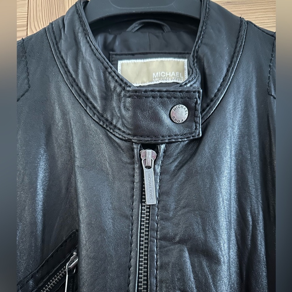 Michael Kors leather biker moto jacket